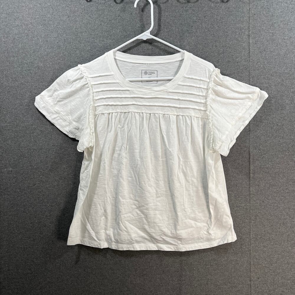 Candace Cameron Bure Breezy Cotton Top with Crochet Detail New Day White, Medium